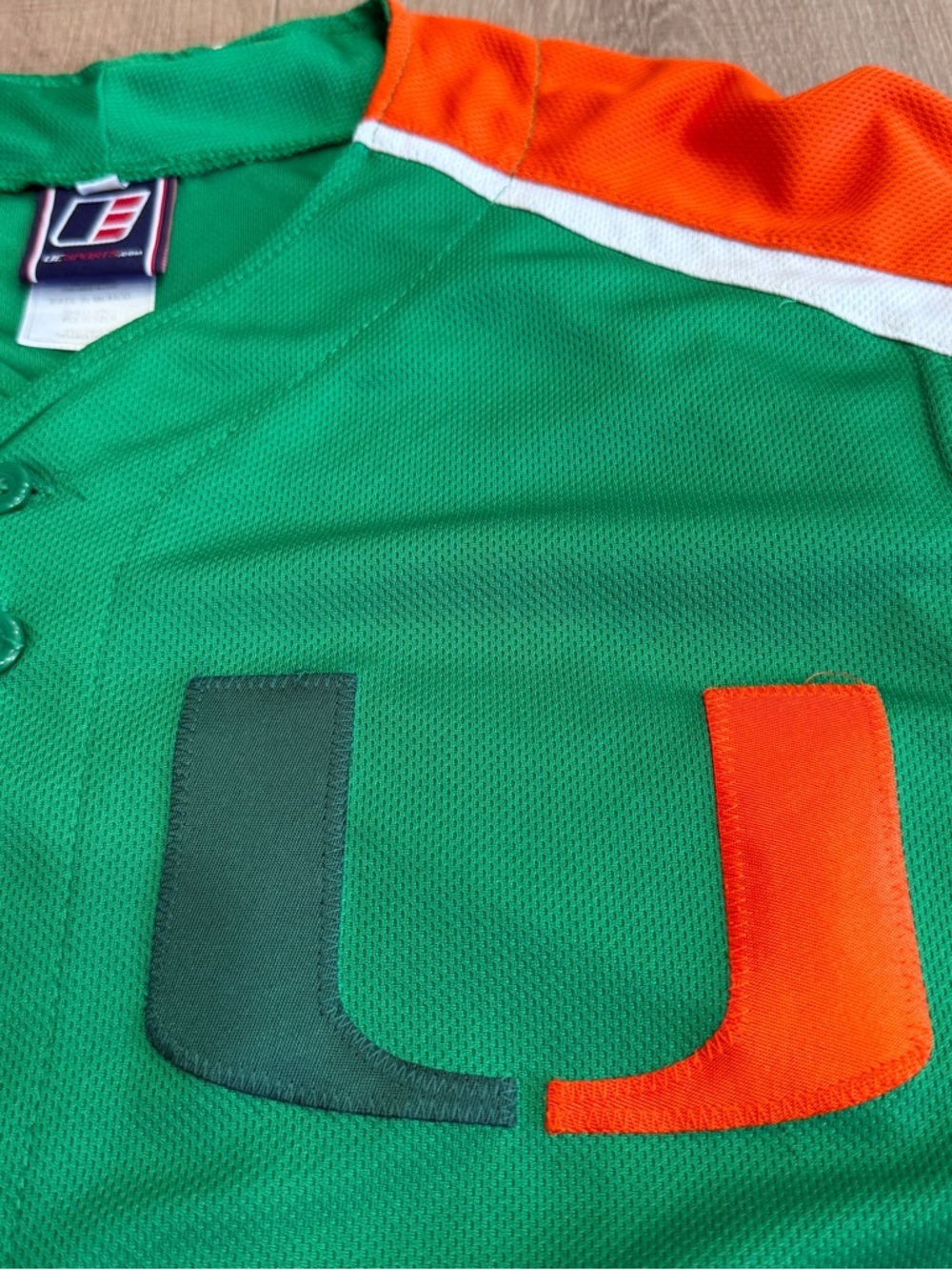 Uniforms Express Baseball Jersey Uni Miami Hurricanes Size M Green Orange #47 - Picture 7 of 13